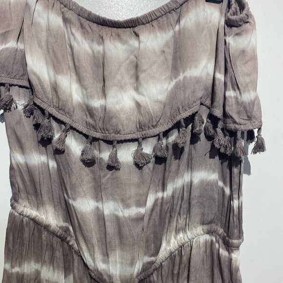 PB Sport Women's Khaki Beige Tassel Tie Dye Rayon Romper Cover-Up Size XL NWT - Picture 4 of 10